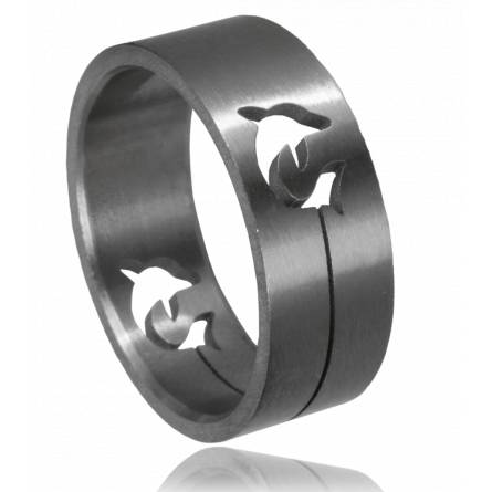 Man ring inlaid dolphin