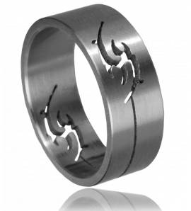 Man ring inlaid tribal 2
