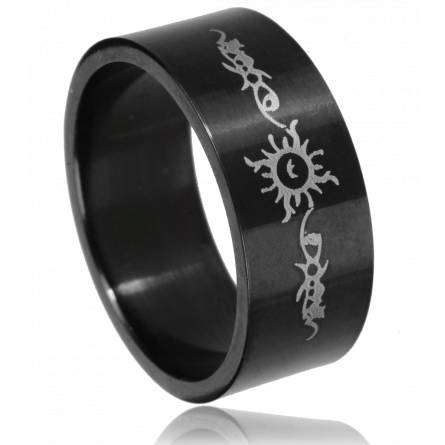 Man ring steel black eclipse