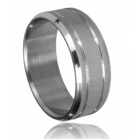 Man ring steel double liseret