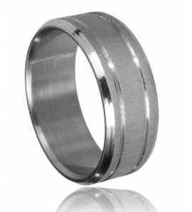 Man ring steel double liseret