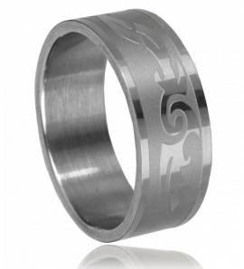 Man ring steel tribal 16