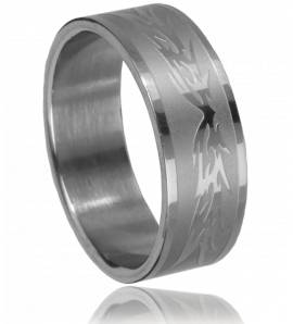 Man ring steel tribal 18