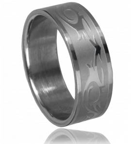 Man ring steel tribal 3