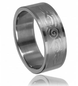 Man ring steel tribal 7
