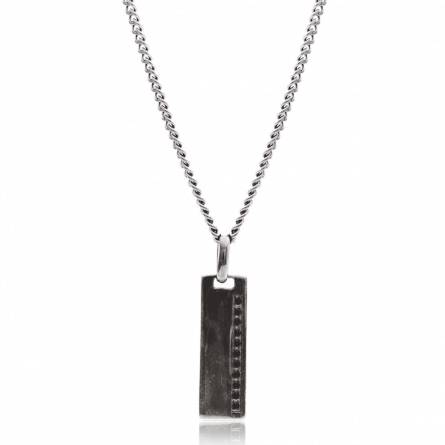 Man silver Aérolite rectangles black necklace