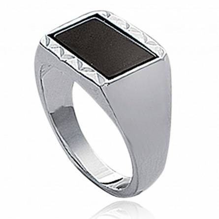 Man silver Aldo rectangles black ring