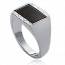 Man silver Aldo rectangles black ring mini