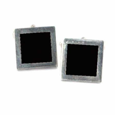 Man silver Enola black cufflinks