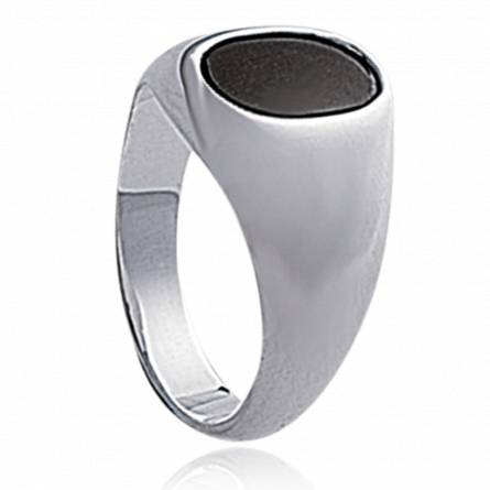 Man silver Lévitation  circular black ring