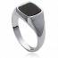 Man silver Lévitation onyx  square black ring mini