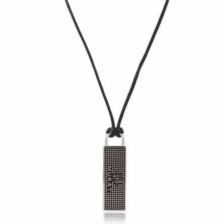 Man stainless steel Black  rectangles black necklace
