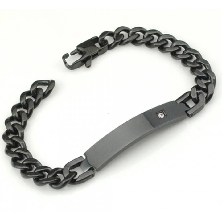 mozak Tinejdžeri melodija  Curb Man Stainless steel Black #23795 Identity bracelet