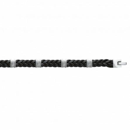 Man stainless steel Façon cuir 4 black bracelet