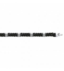 Man stainless steel Façon cuir 4 black bracelet