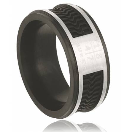Man stainless steel London black ring