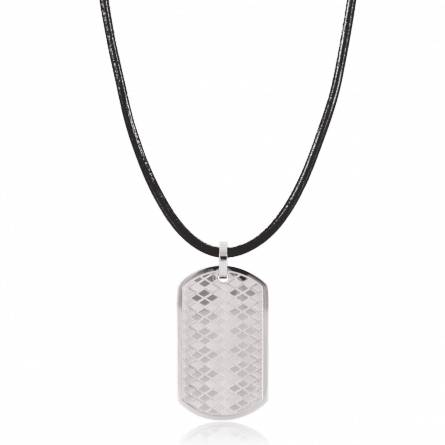 Man stainless steel Losange  black necklace