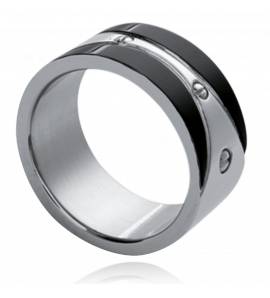 Man stainless steel Ruthénium 2 black ring
