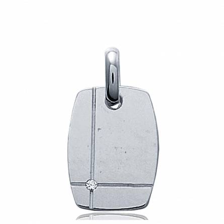 Pendentif argent double ligne strass