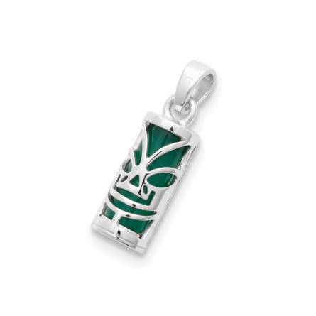 Pendentif argent Tiki issiaga vert