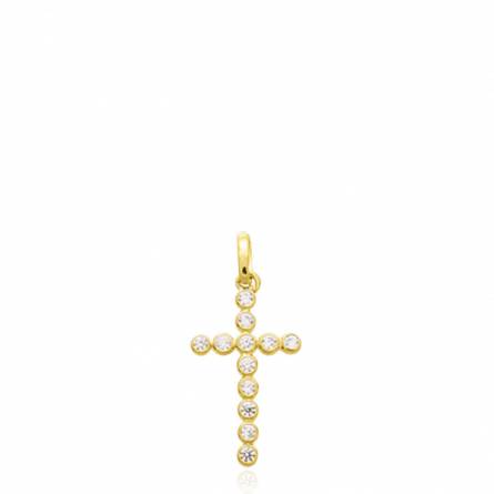 Pendentif Croix or jaune et zirconium