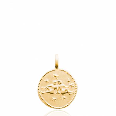 Pendentif enfant plaqué or Le gémeaux ronde