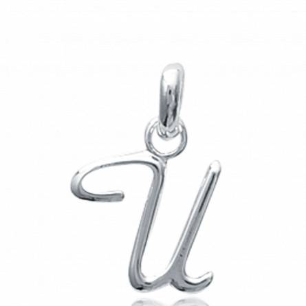 Pendentif lettre U argent traditionnel