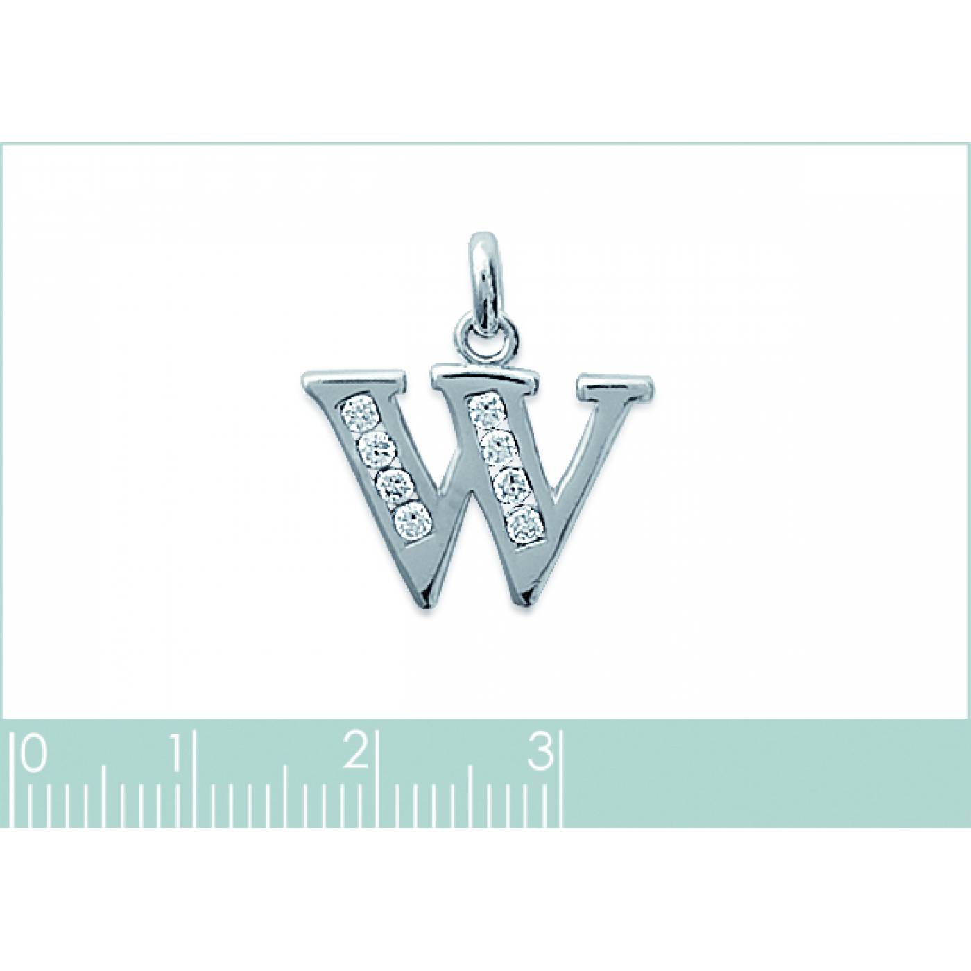 Pendentif Lettre W En Argent Massif 925 - Bijou Occasion Rayures D'usage