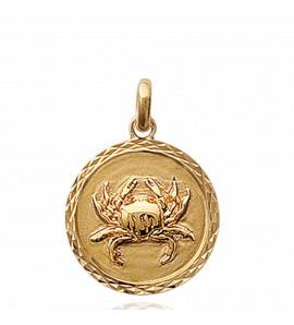 Pendentif médaillon plaqué or cancer