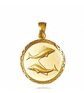 Pendentif médaillon plaqué or poisson