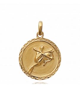 Pendentif médaillon plaqué or sagittaire