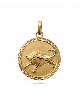 Pendentif médaillon plaqué or taureau