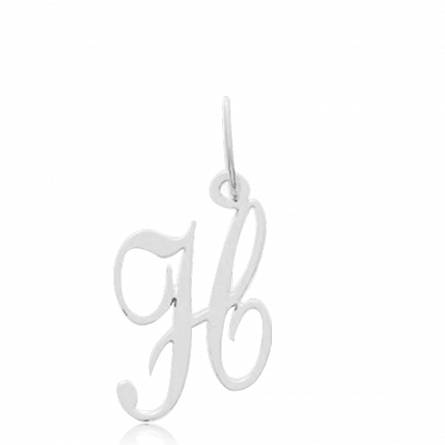 Pendentif or blanc lettre H traditionnel