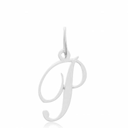 Pendentif or blanc lettre P traditionnel