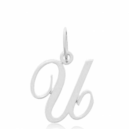 Pendentif or blanc lettre U traditionnel