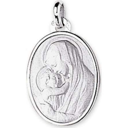 Pendentif Or blanc Vierge Marie et enfant Jésus