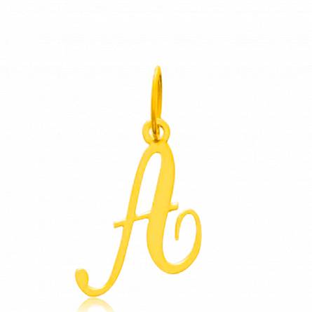 Pendentif or jaune lettre A traditionnel