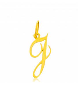 Pendentif or jaune lettre J traditionnel