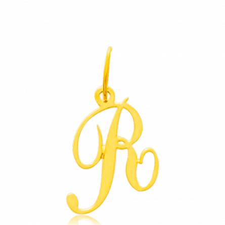 Pendentif or jaune lettre R traditionnel