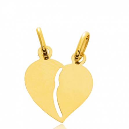 Pendentif or Sectionnable abiel coeur jaune