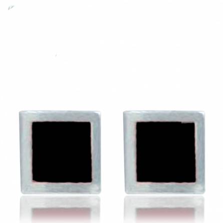 Pendientes hombre plata Minimaliste Carrée résine 