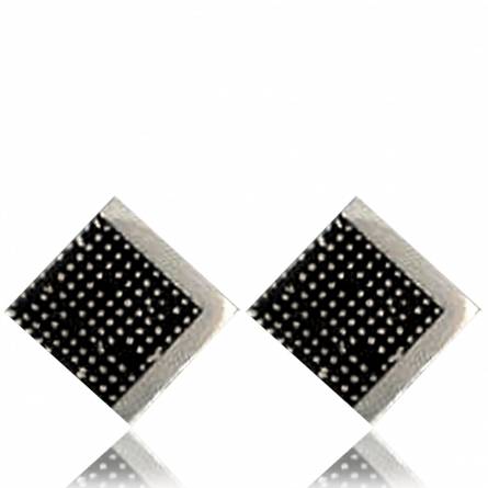 Pendientes hombre plata Pixelisée  negro