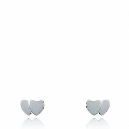 Pendientes mujer plata Adjacent corazón