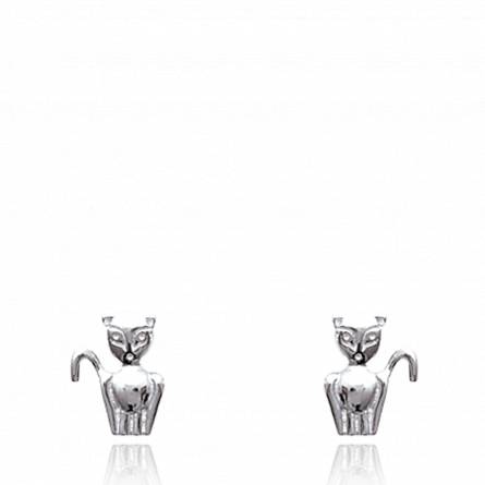 Pendientes mujer plata Chat stupéfait