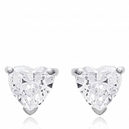 Pendientes mujer plata Discret corazón