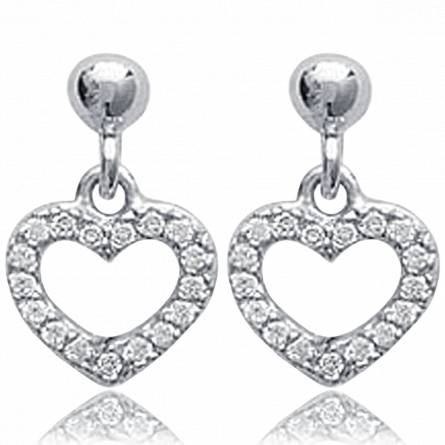 Pendientes mujer plata Elégance corazón