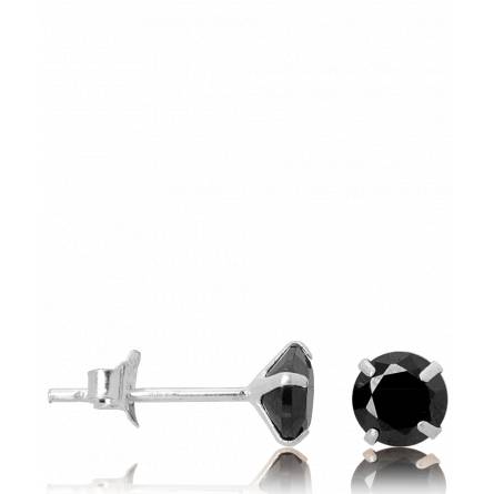 Pendientes mujer plata Mysteres redondel negro