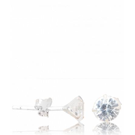 Pendientes mujer plata Percant redondel blanco