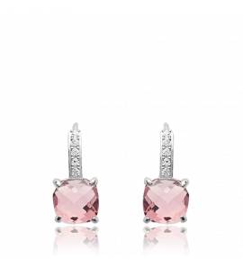 Pendientes mujer plata Valdenar rosa