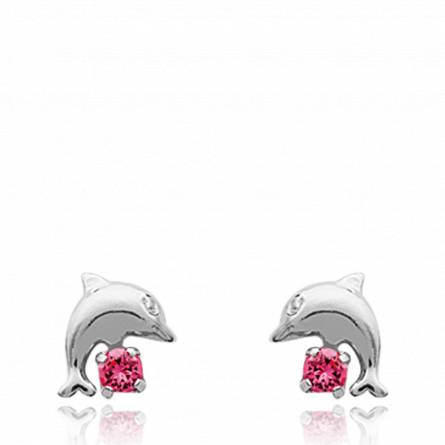 Pendientes  niño plata Dauphin celeste 2 rosa